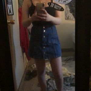 High Waisted Blue Jean Mini Skirt